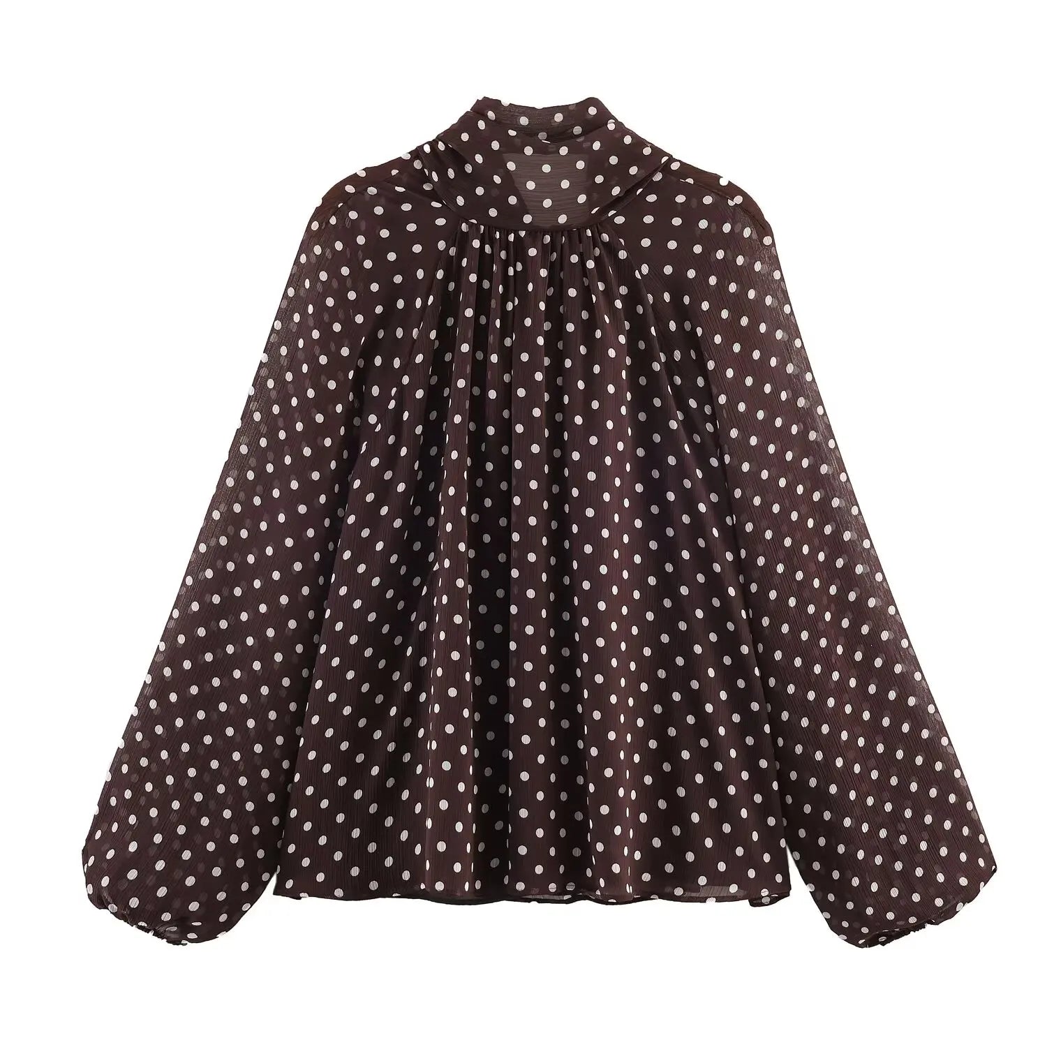 Chemise à pois à manches longues
