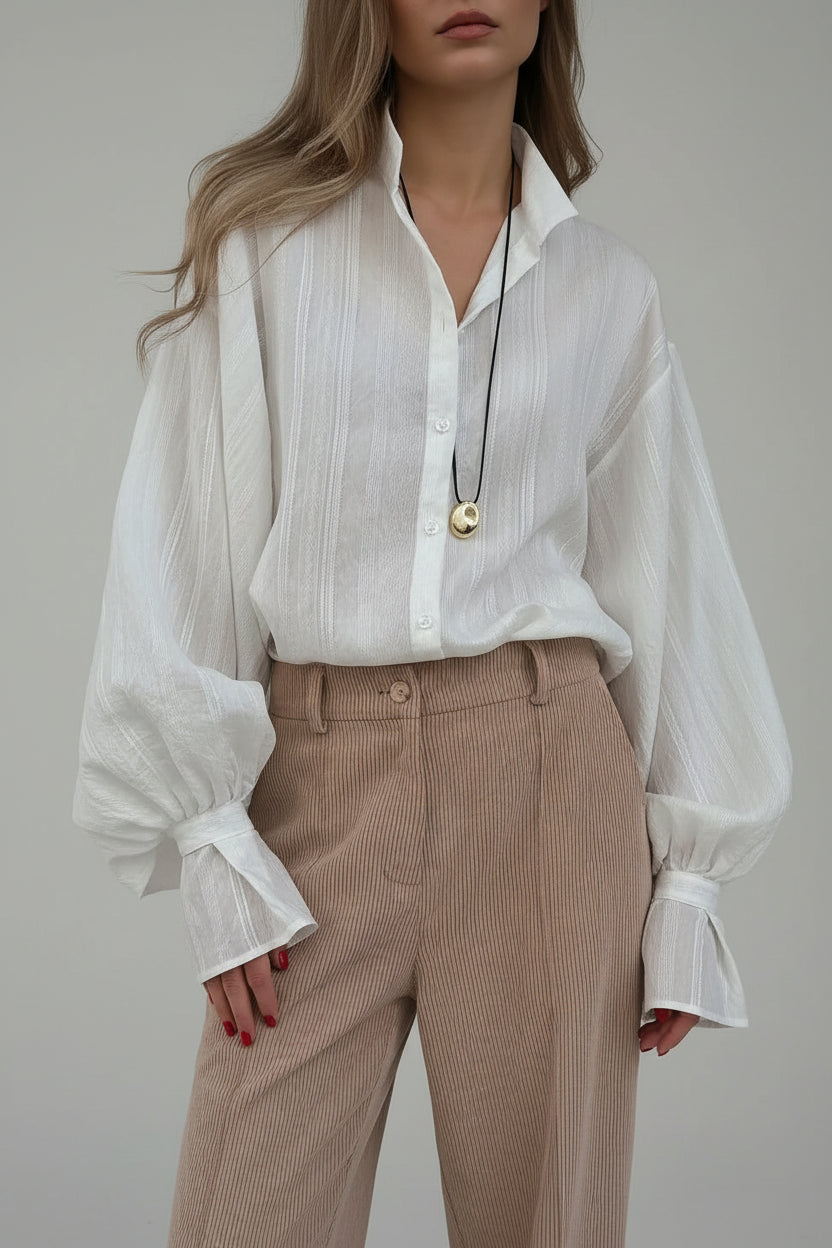 Blouse blanche oversize à manches longues